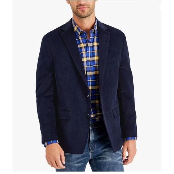 Club Room Men's Corduroy Classic-Fit Sport Coat (40S, Navy)